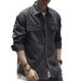 Pulse European American Retro Workwear Long Sleeve Trendy Brand Jacket Men's Spring And Autumn Loose Safari Denim Shirt Men_mkmklike.com