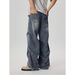 Men's Washed Blue Jeans Spring Autumn Retro Trendy Loose Straight Leg High Street Style New Pants_mkmklike.com