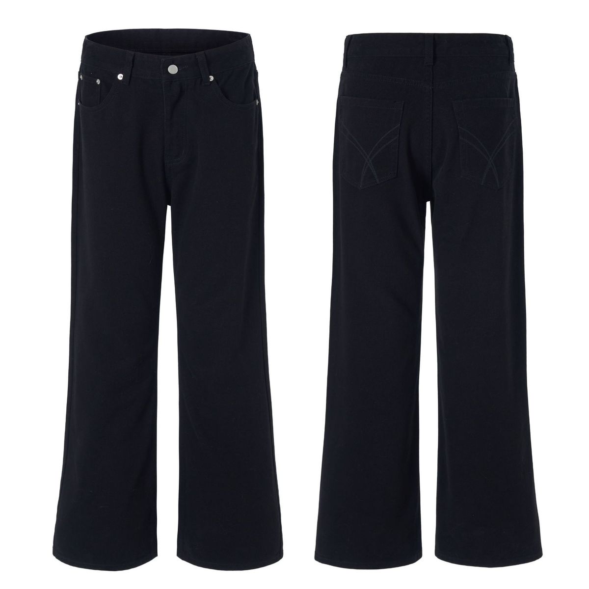 Men's Clothing Men's Beige Trendy Cleanfit Basic Flared Jeans Pure Cotton High Street Pants Vintage Washed Denim Pants For Cleanfit Style_mkmklike.com