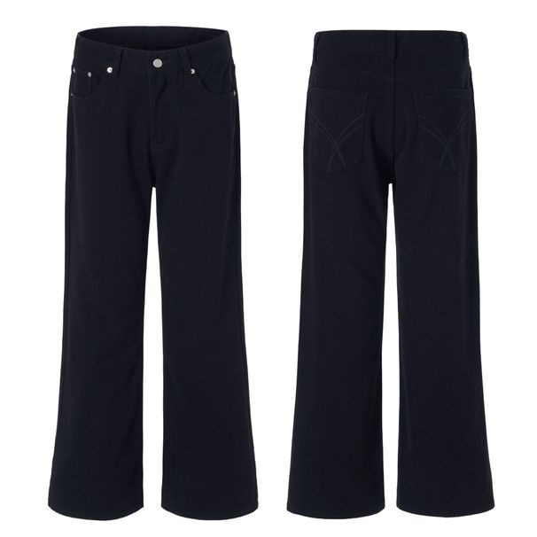 Men's Clothing Men's Beige Trendy Cleanfit Basic Flared Jeans Pure Cotton High Street Pants Vintage Washed Denim Pants For Cleanfit Style_mkmklike.com