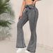K Low Waisted Flared Slim Fit Pants For Women, Jeans Look Slim And Grey_mkmklike.com