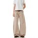 American Style Pleated Scimitar Wide Leg Casual Pants Men's Floor-Length Straight Cleanfit Jeans Men_mkmklike.com