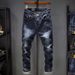 Top Fashion Mens Jeans Brand Robin 2025 Hip Hop Spring Autumn Ripped For Men Solid Cotton Full Length Mid Black Color Sale_mkmklike.com