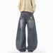 American Cartoon Towel Embroidered Jeans Men's Winter Trendy Brand Design Sense Wide-leg Pants Loose And Versatile Floor-mopping Trousers_mkmklike.com