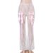 Women's Clothing high waist lace see-through bow trousers_mkmklike.com
