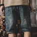 Men's Clothing Summer Thin Straight Denim Shorts Casual Ripped Five Point Trendy Loose Fit Pants_mkmklike.com