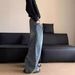 Men's Clothing Men's American Retro Washed Loose Straight Leg Jeans Trendy Wide Leg Floor Length Trousers Style For Formal & Casual_mkmklike.com