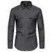 Denim Autumn/Winter New Men's Double Pocket Denim Long Sleeved European Size Lapel Shirt_mkmklike.com