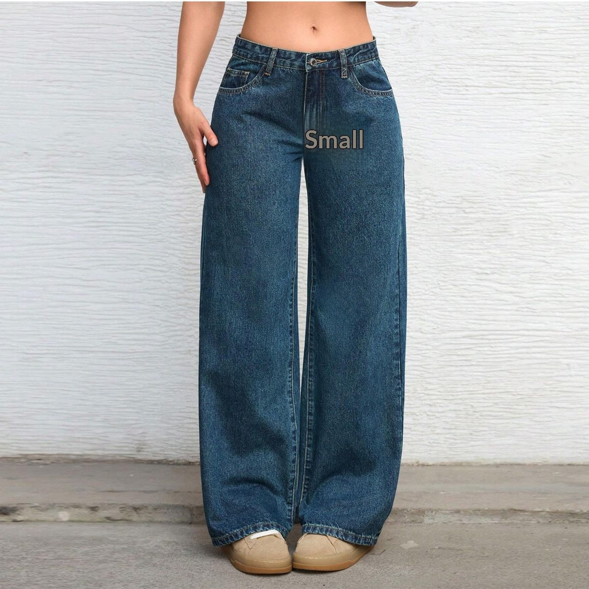 European And Cross-border Low-waist Wide-leg Jeans For Women, 2024 New Model, Slimming, Floor-length, Straight Cut,_mkmklike.com