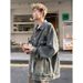 Pulse Pulse Distressed Washed Vintage Blue Denim Jacket For Men, Spring Autumn, Minimalist Style, High-End Feel, Turn-Down Collar,_mkmklike.com