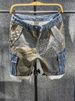 Men's Summer Cargo Denim Shorts Patchwork Print Five Point Pants Casual Loose Mid-Length Trendy_mkmklike.com