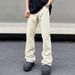 Men's Clothing Men's High Street Washed Jeans - Relaxed Fit Slimming Bootcut Stretch Denim Pants For Casual & Streetwear (Black, Khaki)_mkmklike.com