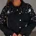 Women's Clothing Distressed Denim Jacket With Rhinestone Embroidery – Oversized Casual Boho Style For Fall & Winter_mkmklike.com