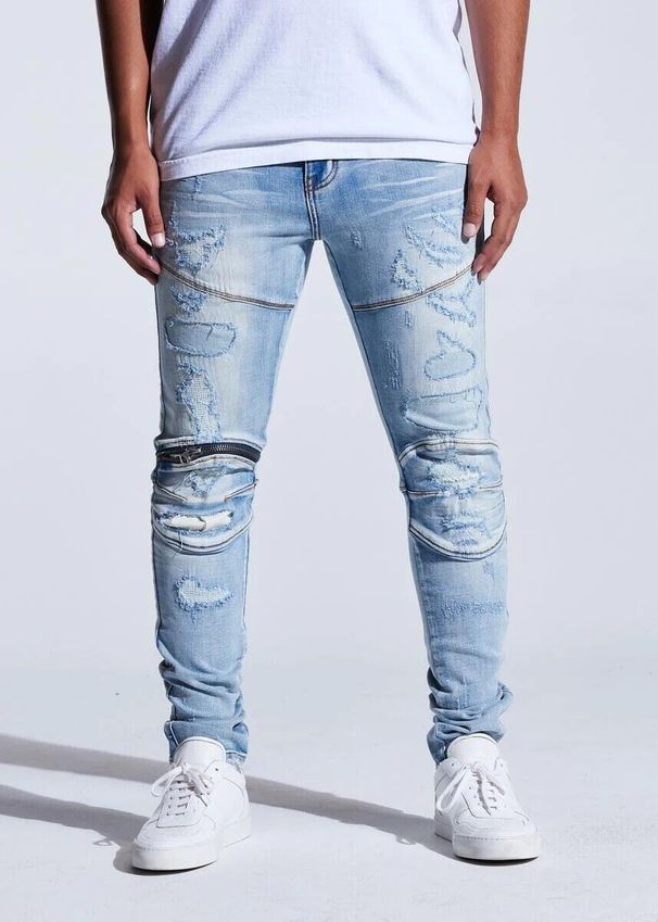 New Jeans, Casual Slim Fit, Small Feet, Men's Perforated Pants, Versatile Style_mkmklike.com