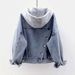 K Loose Short Denim Jacket For Women; Commuting Long-sleeved Hooded Jacket With Multiple Pockets; Top_mkmklike.com