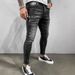 Men's Clothing Distressed Trendy Gray Slim Fit Jeans Men's Slim Fit Distressed Grey Jeans - Stretch Denim Skinny Jeans For Men With Ripped Details_mkmklike.com