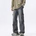 American High Street Vibe Big Pocket Tooling Jeans Men's Spring And Autumn Tide Brand Paratrooper Casual Loose Wide-leg Trousers_mkmklike.com