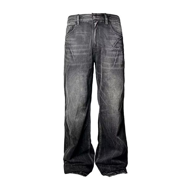 American Retro Jeans Men's Summer New Ins Trendy Brand Loose Straight Pants Fashionable Personality Design Flared Pants_mkmklike.com