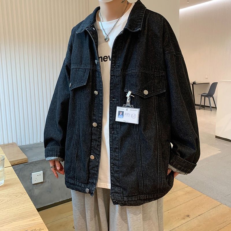 Loom Men's Denim Spring Autumn Trendy Brand Ins Hong Kong Style Cool Workwear Jacket Loose Fit Student Couple Top_mkmklike.com