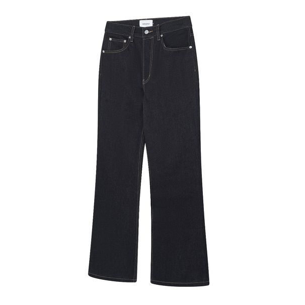 Men's High Waist Straight Leg Jeans 15 Oz Raw Selvedge Denim Unwashed Stiff Black Vintage Break-In Look_mkmklike.com