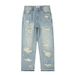 Loom 2023 Retro Washed Distressed Ripped Jeans For Men Ins European And American High Street Straight Long Pants Trend_mkmklike.com