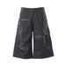 Men's Distressed Patchwork Cargo Capri Pants Wide-Leg Multiple Pocket Shorts For Streetwear Vibe Versatile Capri Length_mkmklike.com