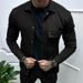 Cross-Border Autumn Casual Men's Heavyweight Twill Turn-Down Collar Long Sleeve Top European And American_mkmklike.com