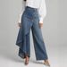 Women's Loose Casual Fashionable Denim Pants Button Down Long Hem Solid Color Genuine New_mkmklike.com