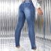 Stretchy Skinny Jeans For Women - High Waist Denim Pants With Comfortable Elasticity, Trendy Washed Blue, Sizes S-XXL_mkmklike.com