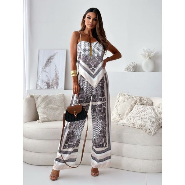 Women's clothing new fashion printed suspenders chest wrap + positioning flower pants suit_mkmklike.com