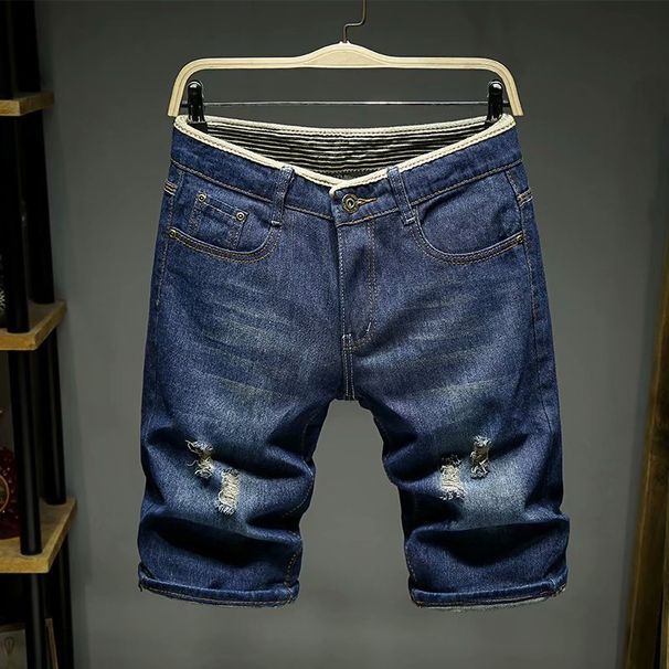 Men's Ripped Denim Shorts Loose Fit Versatile Trendy Summer Thin Five Point Distressed Pants 2026 New Style_mkmklike.com