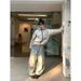 Unisex Loose Straight Leg Jeans American Retro Style Washed Whiskering Striped Scimitar Wide Leg Floor Length Trousers_mkmklike.com