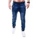 2023 foreign trade hits European and American men's washed denim fabric casual sweatpants cordless jeans_mkmklike.com