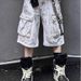 Men's Clothing High Street Dirty Workwear Denim Knee Length Shorts Niche All Match Trendy Loose Straight Leg Cropped Trousers_mkmklike.com
