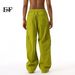 EF JEANS | 2024 New Vintage Simple Large Pocket Color Semi-elastic Waist Overalls Fruit Green Jeans_mkmklike.com