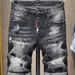 Men's High Street Trendy Men's Street Hip-hop Style Slim Cut Hand-painted Paint Dot Denim Shorts For Men_mkmklike.com