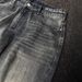 Sunset Smudge Washed Old Leg Trim Slightly Pulled Loose Jeans_mkmklike.com