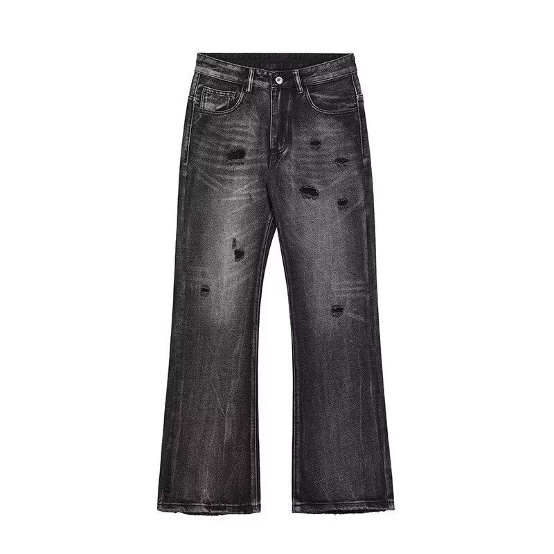 "Lightning Bolt Ripped Jeans – High-Waisted Slim Straight Fit | Hip-Hop Streetwear For Men & Women"_mkmklike.com
