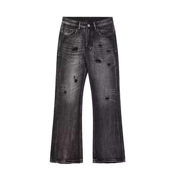 "Lightning Bolt Ripped Jeans – High-Waisted Slim Straight Fit | Hip-Hop Streetwear For Men & Women"_mkmklike.com