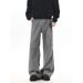 Grey Printed Distressed Flared Straight Leg Jeans For Men, Vibe Style, American Street Style, Structured Patchwork Floor Length Trousers_mkmklike.com