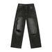 EF JEANS | 2024 New Street Fashion Knife Cut Ripped Feature Straight Jeans Trendy Black And Grey Casual Pants_mkmklike.com