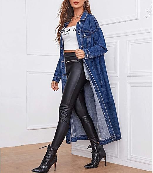 Oversized Denim Duster Coat – Vintage Washed Longline Jacket With Princess Sleeves (S-5XL, Blue, Boho Chic, Work-to-Weekend Staple)_mkmklike.com