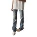 Men's American High Street Slim-Fit Jeans – High Waisted Straight Leg With Subtle Flare, Classic Blue & Black Denim For Spring & Autumn (S-XXL)_mkmklike.com