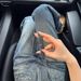 Women's High-Waisted Straight Leg Jeans Rhinestone Design Blue with Belt S M L XL XXL_mkmklike.com