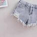 High Count Ripped And Fringed Denim Shorts for Women Trendy Hot Pants Summer Fashion Must-Have Stylish A-Line Mini Skirt for Bloggers_mkmklike.com