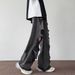 Men's Clothing Men's Hip Hop Distressed Ripped Jeans - Black Washed Denim Pants, Loose Fit, Straight Leg, Vintage Style For Casual Wear_mkmklike.com