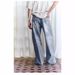 Men's Clothing Washed Denim Jeans Messy Whiskered Distressed Light Blue Washed Denim Jeans - Baggy Fit High Street Style With Cat Whisker Details_mkmklike.com