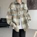 2026 Style For Men, Spring And Autumn, Japanese Lazy Style, High-End Thickened Woolen Plaid Shirt Jacket_mkmklike.com