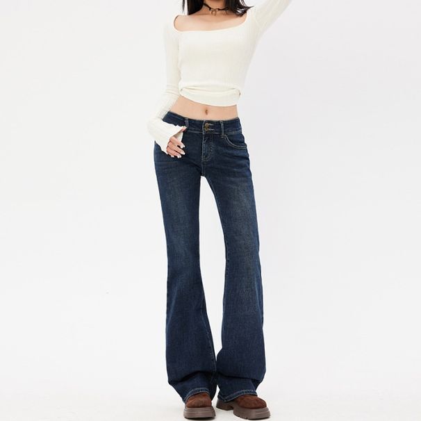 American Retro Hot Girl BM Low-waist Flared Floor-length Jeans For Women, Petite & Extra-long_mkmklike.com