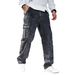 Men's Clothing Men's Cargo Workwear Jeans - Oversized Utility Denim Pants With Multi-Pockets (Gray, S-XXL)_mkmklike.com